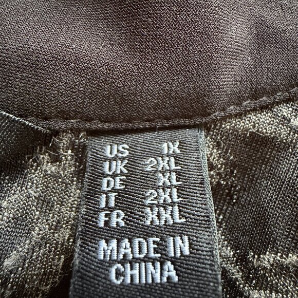 Susan Graver Printed Burnout Velvet Open Front Cardigan Silver Black Plus 1X - Picture 7 of 7